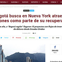 Bogot busca en Nueva York atraer inversiones como parte de su recuperacin